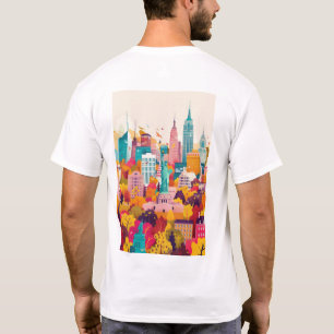 Levendige New York City Skyline Flat Vector Art T- T-shirt