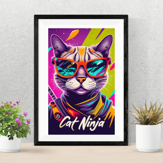 Levendige Ninja Cat Poster
