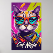 Levendige Ninja Cat Poster (Voorkant)