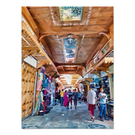 Levendige Noord-Afrikaanse Bazaar met shoppers Foto Afdruk