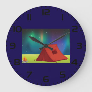 Levendige Noordelijke Licht Camping Tent Nacht Grote Klok