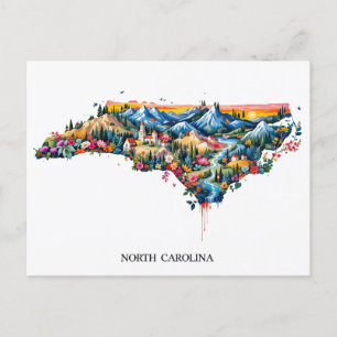 Levendige North Carolina landschapskaart kunst k Feestdagenkaart