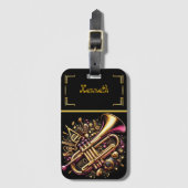 Levendige noten trompet vonk bagagelabel (Voorkant (verticaal))