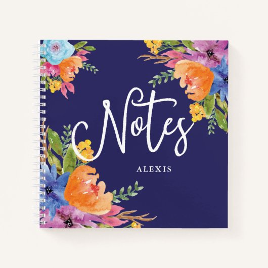 Levendige notities | Waterverf Floral Bouquet Notitieboek (Voorkant)