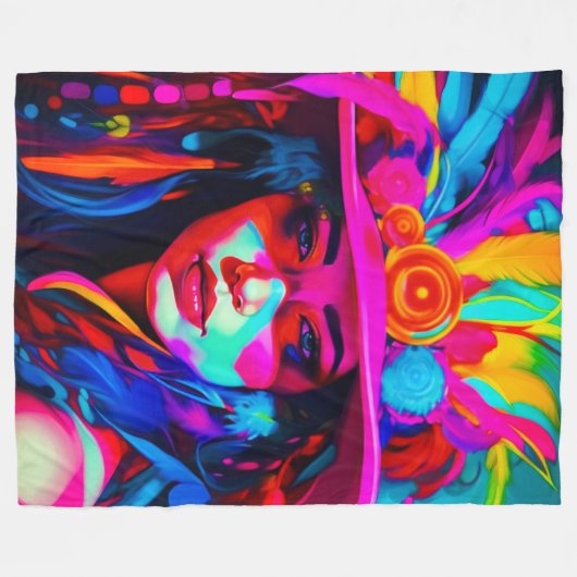 Levendige Nuse Fleece Deken (Voorkant (Horizontaal))