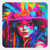 Levendige Nuse Vierkante Sticker (Voorkant)