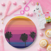 Levendige oceaan zonsondergang met silhouetten van papieren bordje (Feest)