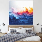Levendige Oceaangolf Harsstroom Gloed Canvas Afdruk (Insitu (Slaapkamer))