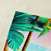 Levendige oceaangolven en palmbomen kunst strandlaken (In situ)