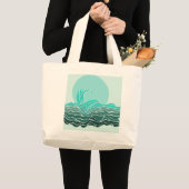 Levendige oceaangolven & zonsondergang grote tote bag (Voorkant (product))