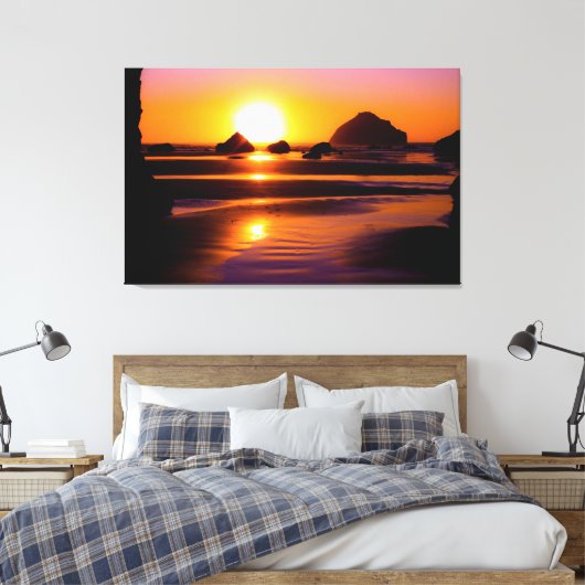 Levendige Ocean Sunset Canvas kunst aan de muur (Insitu (Slaapkamer))