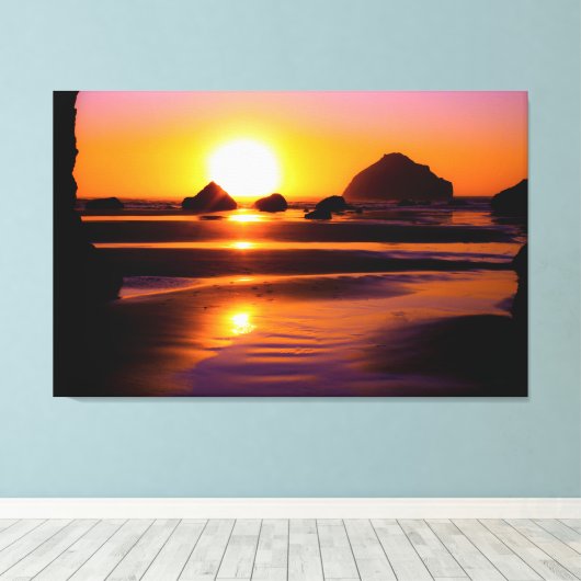 Levendige Ocean Sunset Canvas kunst aan de muur (Insitu (Houten vloer))