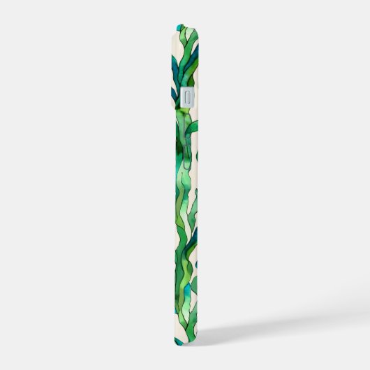 Levendige Ocean Zee onkruid Plant iPhone 15 Case (Linkerkant)