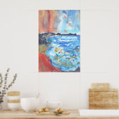 Levendige Oceaninham Expressionist Poster (Keuken)