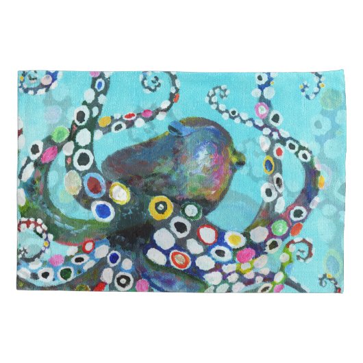 Levendige Octopus: Acryl Illustratie Kussensloop (Achterkant)