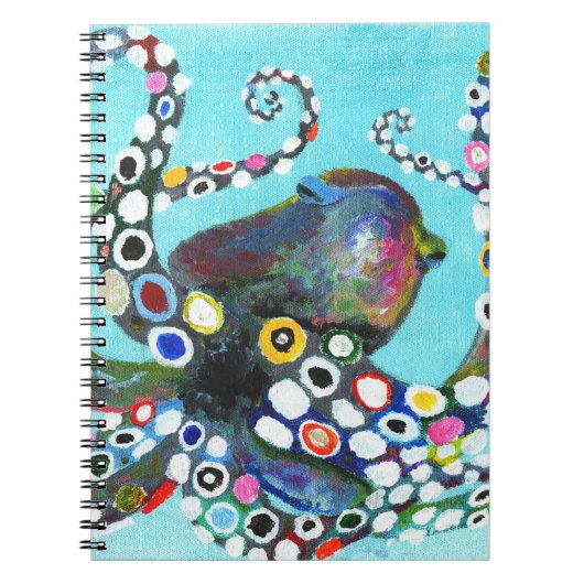 Levendige Octopus: Acryl Illustratie Notitieboek (Voorkant)