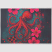 Levendige octopus en tropische bloemen - Decoupage Tissuepapier (Voorkant)