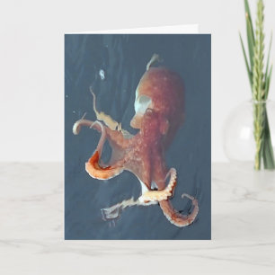 Levendige Octopus Zeeleven Oceaan Liefhebbers Maat Kaart