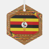 Levendige Oegandese vlag-geïnspireerde kunst Glas Ornament (Voorkant)