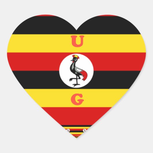Levendige Oegandese vlag-geïnspireerde kunst Hart Sticker (Voorkant)