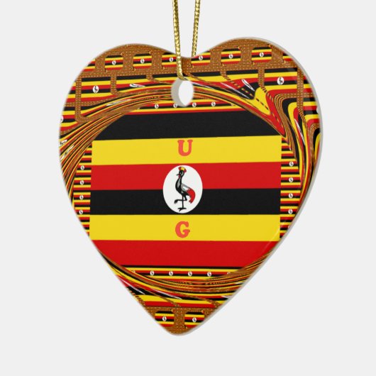 Levendige Oegandese vlag-geïnspireerde kunst Keramisch Ornament (Links)