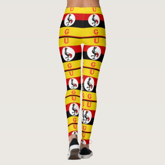 Levendige Oegandese vlag-geïnspireerde kunst Leggings (Achterkant)