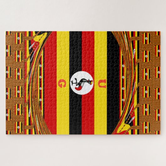 Levendige Oegandese vlag-geïnspireerde kunst Legpuzzel (Horizontaal)