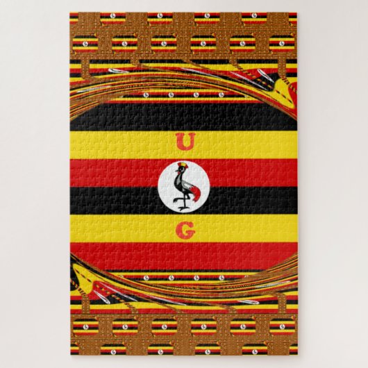 Levendige Oegandese vlag-geïnspireerde kunst Legpuzzel (Verticaal)