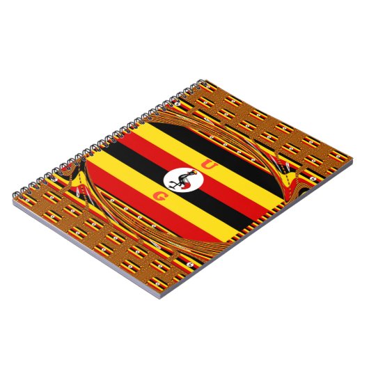 Levendige Oegandese vlag-geïnspireerde kunst Notitieboek (Linkerzijde)