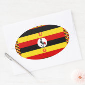 Levendige Oegandese vlag-geïnspireerde kunst Ovale Sticker (Envelop)