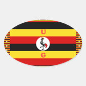 Levendige Oegandese vlag-geïnspireerde kunst Ovale Sticker (Voorkant)