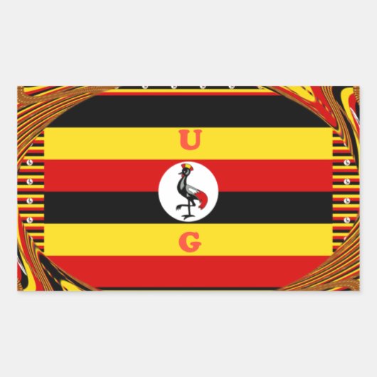 Levendige Oegandese vlag-geïnspireerde kunst Rechthoekige Sticker (Voorkant)