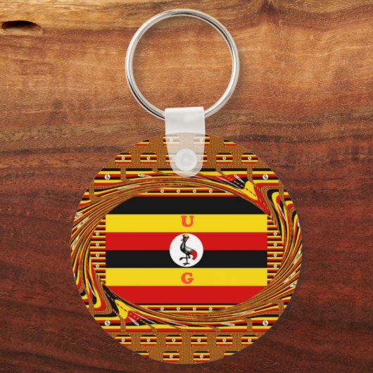 Levendige Oegandese vlag-geïnspireerde kunst Sleutelhanger (Voorkant)
