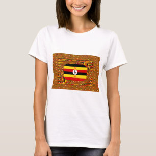 Levendige Oegandese vlag-geïnspireerde kunst T-shirt