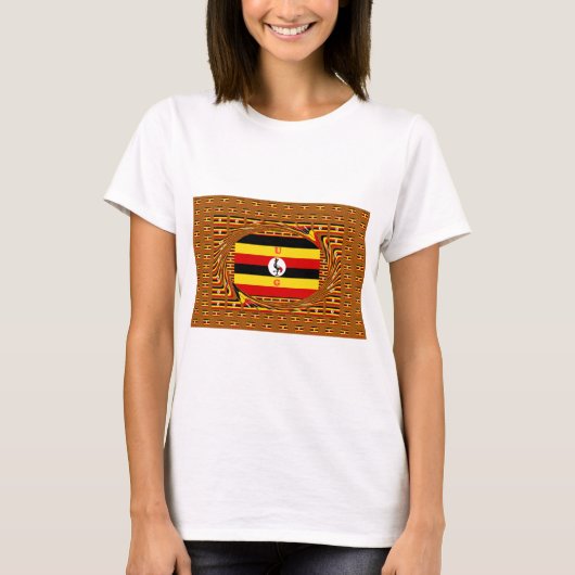 Levendige Oegandese vlag-geïnspireerde kunst T-shirt (Voorkant)