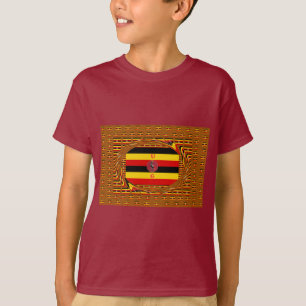 Levendige Oegandese vlag-geïnspireerde kunst T-shirt