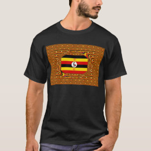 Levendige Oegandese vlag-geïnspireerde kunst T-shirt