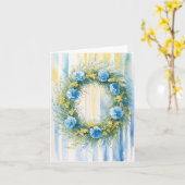 Levendige Oekraïense Vlagkleur Waterverf krans Kaart (Gele Bloem)