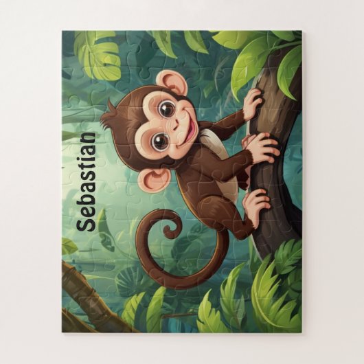 Levendige Oerwoud Monkey gepersonaliseerd Legpuzzel (Verticaal)