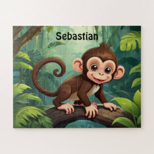 Levendige Oerwoud Monkey gepersonaliseerd Legpuzzel