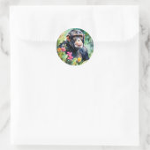 Levendige Oerwouden chimpansee Ronde Sticker (Tas)