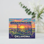 Levendige Oklahoma Landscape Art | Kleurrijke staa Feestdagenkaart (Staand voorkant)
