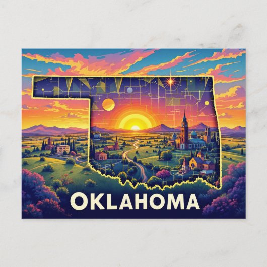 Levendige Oklahoma Landscape Art | Kleurrijke staa Feestdagenkaart (Voorkant)