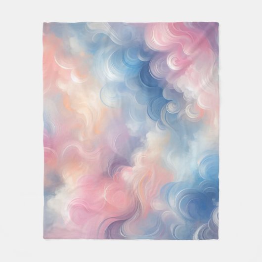 Levendige oliepastel roze blauw Abstracte kunst Fleece Deken (Voorkant)