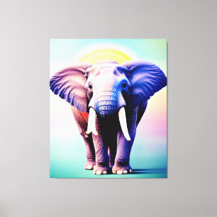 Levendige olifant Art een Pop kleur voor uw muur Canvas Afdruk