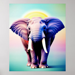 Levendige olifant Art een Pop kleur voor uw muur Poster