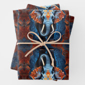 Levendige olifant met bloemenmotieven inpakpapier vel (In situ)