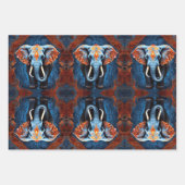 Levendige olifant met bloemenmotieven inpakpapier vel (Voorkant)