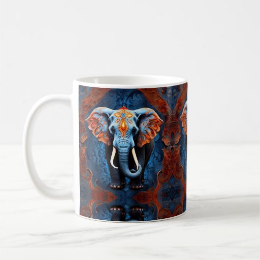 Levendige olifant met bloemenmotieven koffiemok (Links)