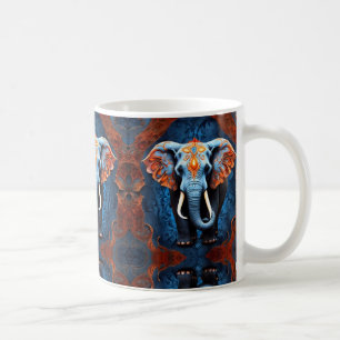Levendige olifant met bloemenmotieven koffiemok